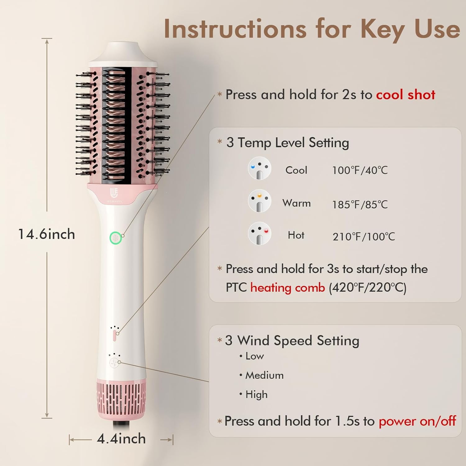 2-in-1 High-Speed Hair Dryer & Volumizing Brush, 110,000 RPM Motor & Ionic Technology for Fast Drying and Salon Blowouts