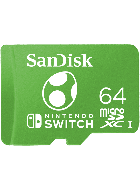 SanDisk 64GB microSDXC UHS-I Memory Card Licensed for Nintendo Switch, Yoshi - SDSQXAO-064G-AW6ZN