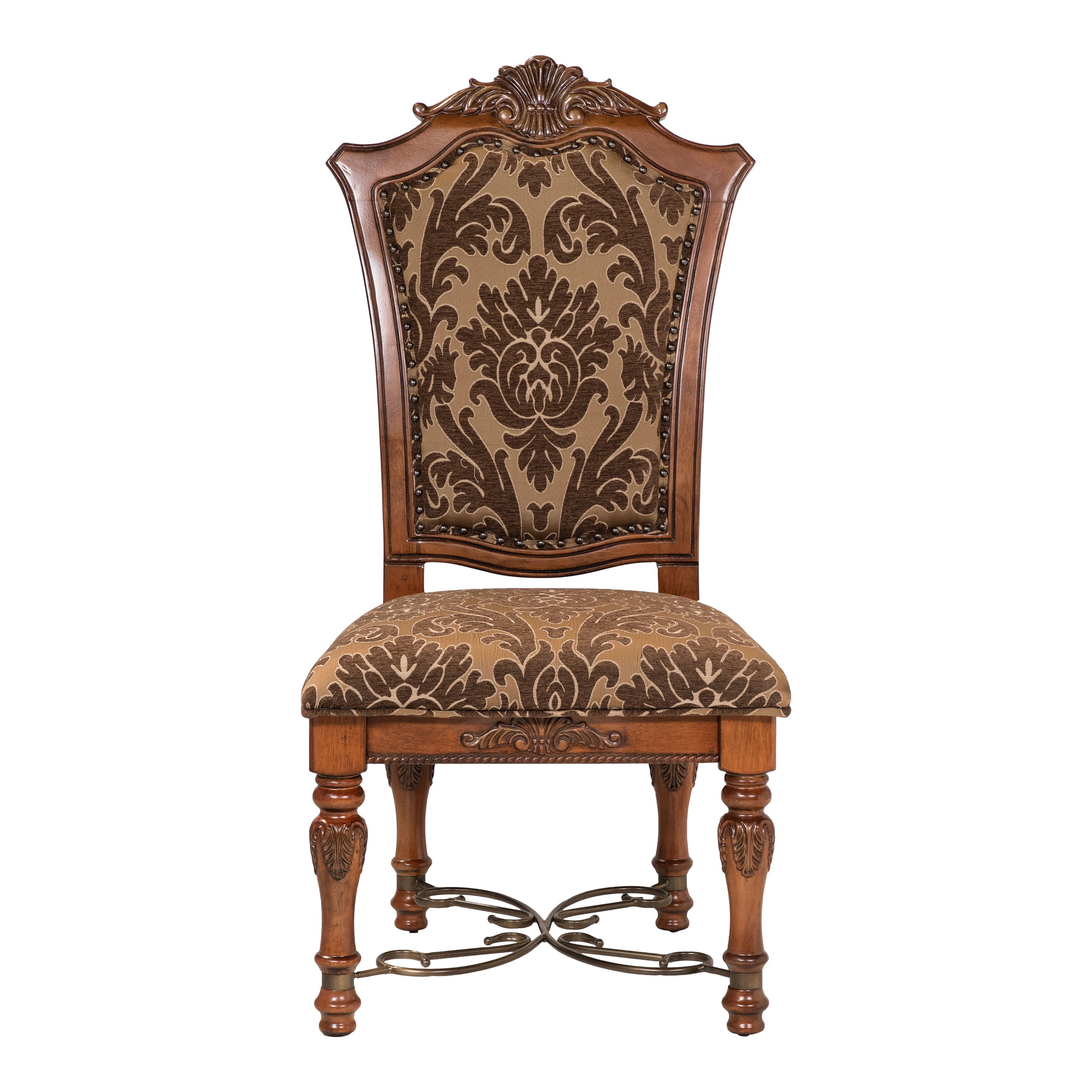 Furniture of America Lene Upholstered Indoor Fabric and Wood Brown Cherry Accent Chairs (Set of 2)