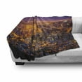 thumbnail image 3 of City Soft Flannel Fleece Blanket, Cape Town Panorama at Dawn South Africa Coastline Roads Architecture Twilight, Cozy Plush for Indoor and Outdoor Use, 60" x 80", Marigold Blue Pink, by Ambesonne, 3 of 6