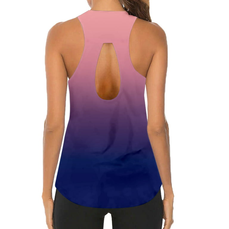 EHQJNJ Tank Tops for Women with Built in Bra V Neck Womens Workout O Neck  Sleeveless Breathable Backless Tank Yoga Tops Shirt Tank Tops for Women  Cropped 