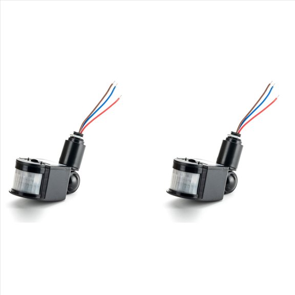 Rollbacks & More 2X LED Light Motion Sensor Switch PIR Infrared Detector Automatic Movement Auto on Off Outdoor, AC85-265V Black