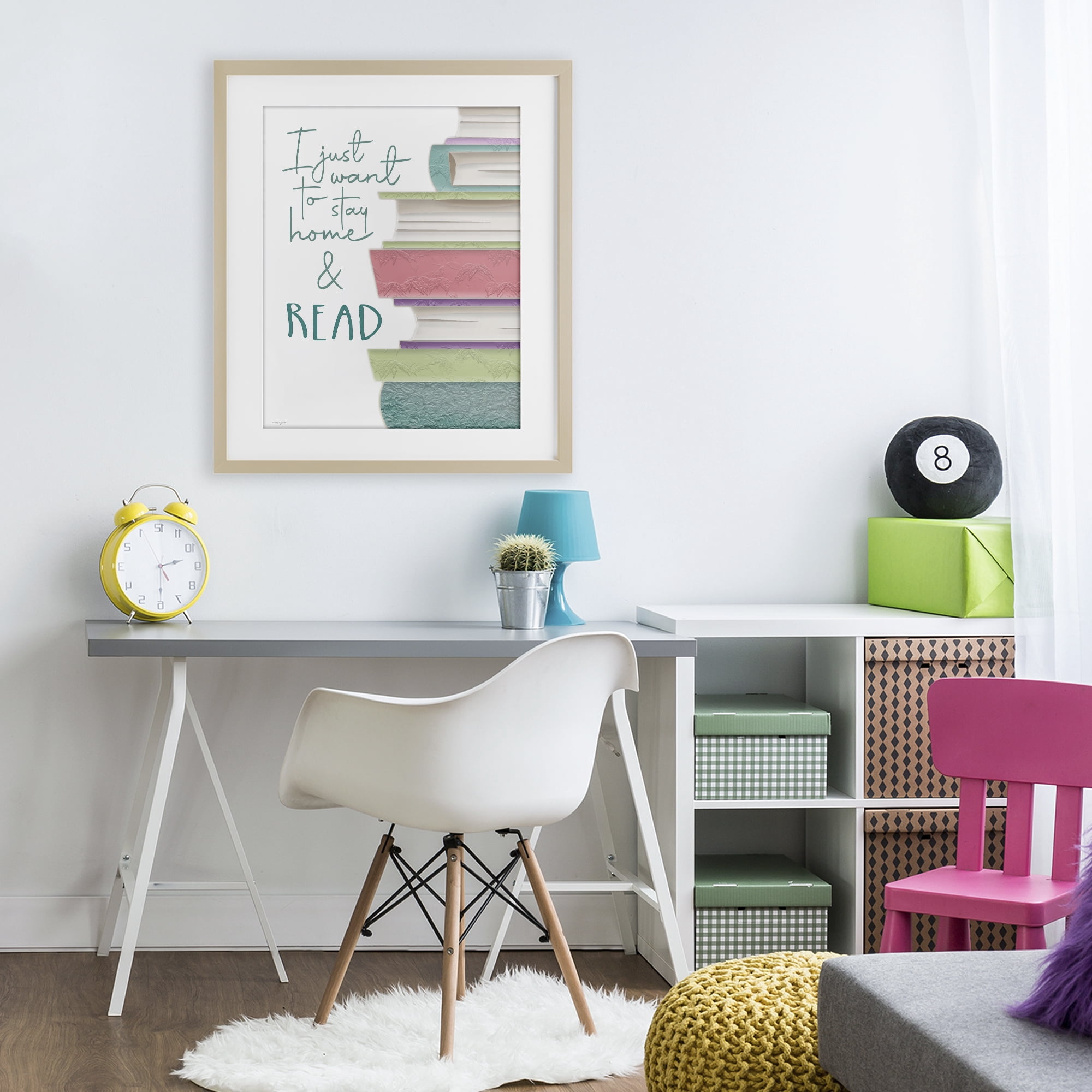 Stupell Industries Stay Home & Read Birch Framed Print Under Glass, design by Seven Trees Design