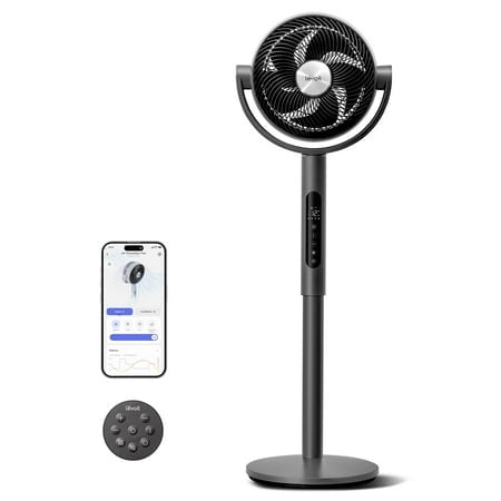 Levoit Standing Smart Fan For Bedroom, 1451Cfm Ultra-High Airflow, 12H Timer With Wifi/Voice/Remoter, Auto 120+90 Oscillating, Quite 20Db, 12 Speeds, 4 Modes, Dc Motor, 2 In 1 Pedestal & Tabletop