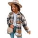 thumbnail image 2 of Camisa de franela a cuadros para mujer 2023, cuello alto, camisa de manga larga, trajes de otoño, blusas casuales, blusas de trabajo con bolsillos, 2 of 5