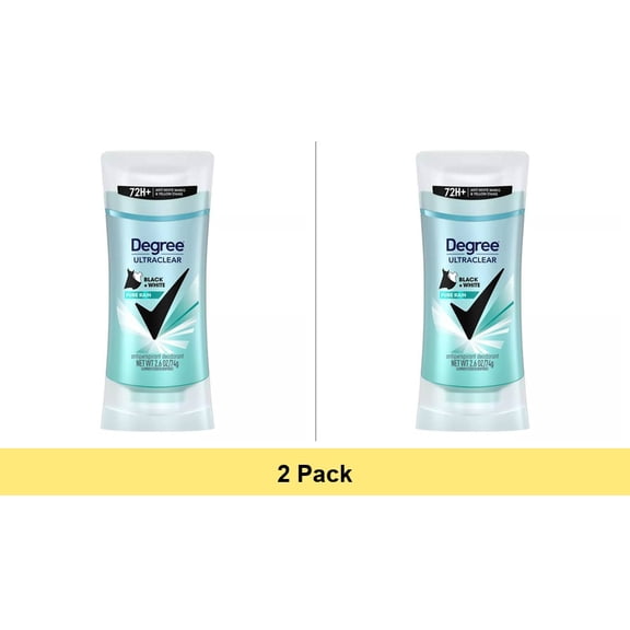 Degree Women UltraClear Antiperspirant Deodorant Black White Pure Rain 2.6 oz - 2 Pack