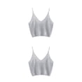thumbnail image 3 of Jumpingount Mujeres Sexy Crop Top de punto Chaleco sin mangas Slim Sling Tank con cuello en V liso Type1 NO1, 3 of 6