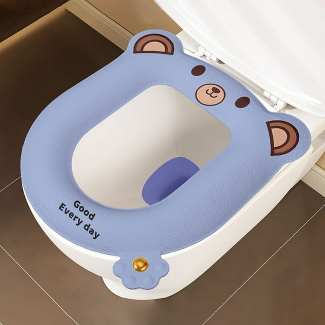 Funda impermeable para el asiento del inodoro, almohadilla aislante y engrosada con aromaterapia, material suave de EVA, diseño de dibujos animados adorables para inodoros en forma de O, U, V