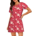 thumbnail image 1 of Balery Hello Summer Flamingo Camisón de manga corta con cuello redondo para mujer, cómodo y elegante., 1 of 6