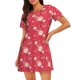 thumbnail image 1 of Balery Hello Summer Flamingo Camisón de manga corta con cuello redondo para mujer, cómodo y elegante., 1 of 6