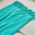 thumbnail image 6 of Home Soft Things Knitted Glitter Throw - Blue Turquoise with Gold Metalic Yarn - 50" x 60", 6 of 7