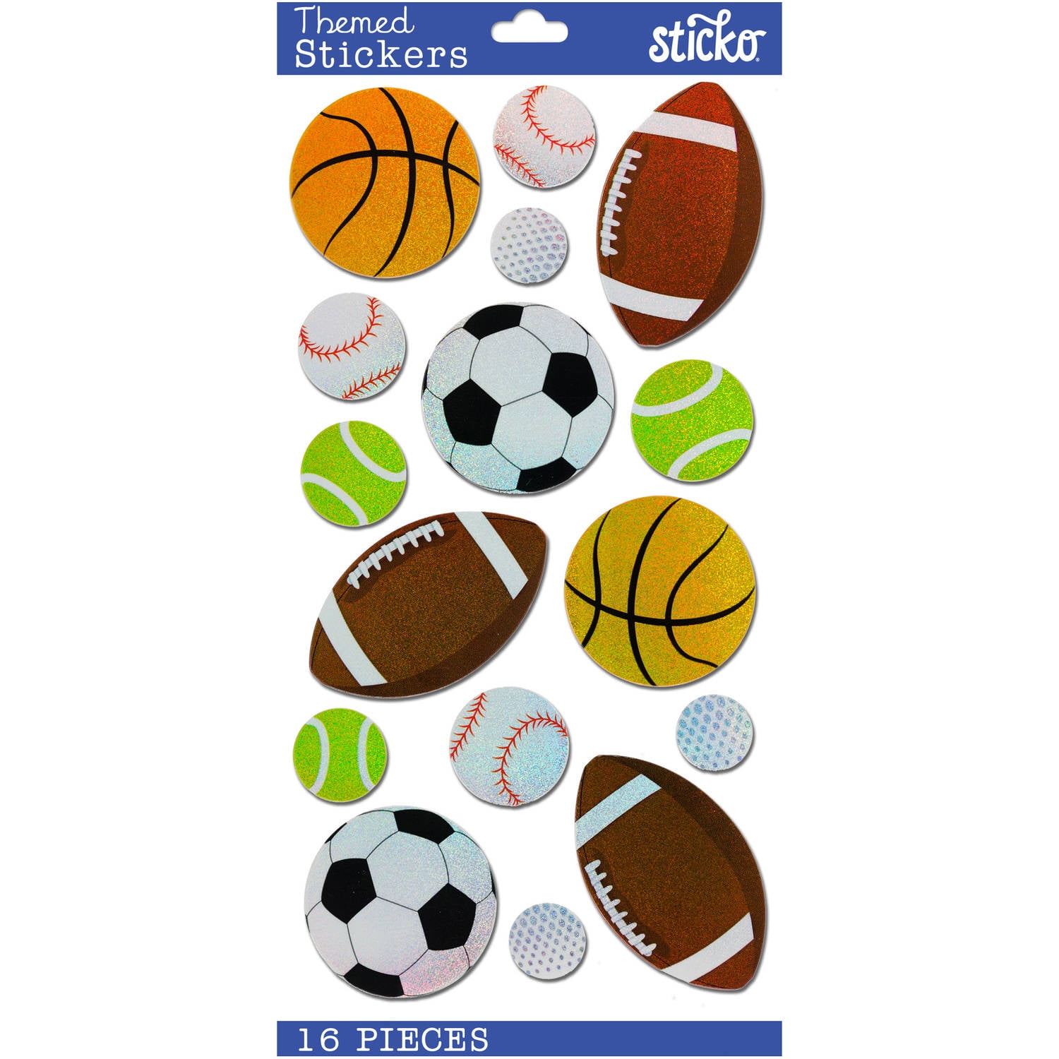 Wilton Sticko Classic Popular Sports Balls Stickers, 16 Piece Walmart