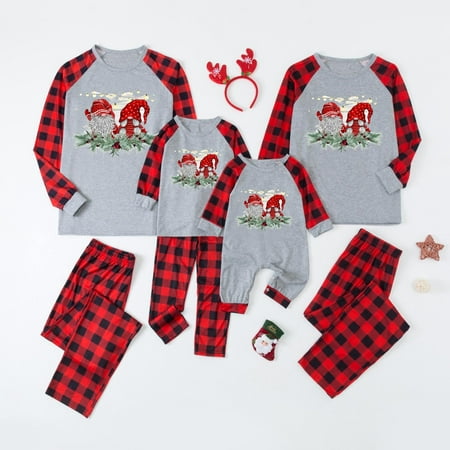 

ZCFZJW Discount Christmas Pajamas Set Matching 2022 Lovely Xmas Gnome Graphic Plaid Long Sleeve T Shirts and Pants Two Piece Outfit Suit Holiday Sleepwear(Mom-M)