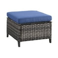 thumbnail image 6 of PARKWELL 7Pcs Outdoor Wicker Rattan Conversation Patio Furniture Set, including Two-seater Sofa, Rocking Chairs, Coffee Table, Ottomans and Side Table with Cushion, Blue, 6 of 9