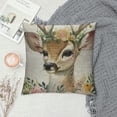 thumbnail image 2 of PRATYUS Deer Throw Pillow Covers Lovely Animal Head with Spring Flower Decorative Pillow Case Cushion Cover Home Sofa Decor Pillow Cover 20x20in, 2 of 5