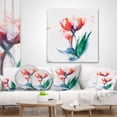 thumbnail image 4 of Designart Red Hand drawn Tulips Sketch - Floral Throw Pillow - 16x16, 4 of 5