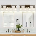 thumbnail image 5 of 4-Light Bathroom Light Fixtures, Brown Vanity Lighting Fixtures with Clear Glass Shades, Modern Bathroom Wall Lamp for Mirror Living Room Cabinet Bedroom, 5 of 14