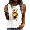 thumbnail image 3 of Pxxlle Womens Cotton Tank Tops Fashion Sunflower Graphic Tanks Casual Summer Sleeveless Going Out Tops Loose Fitted Round Neck Beach Vacation Clothes White S, 3 of 5