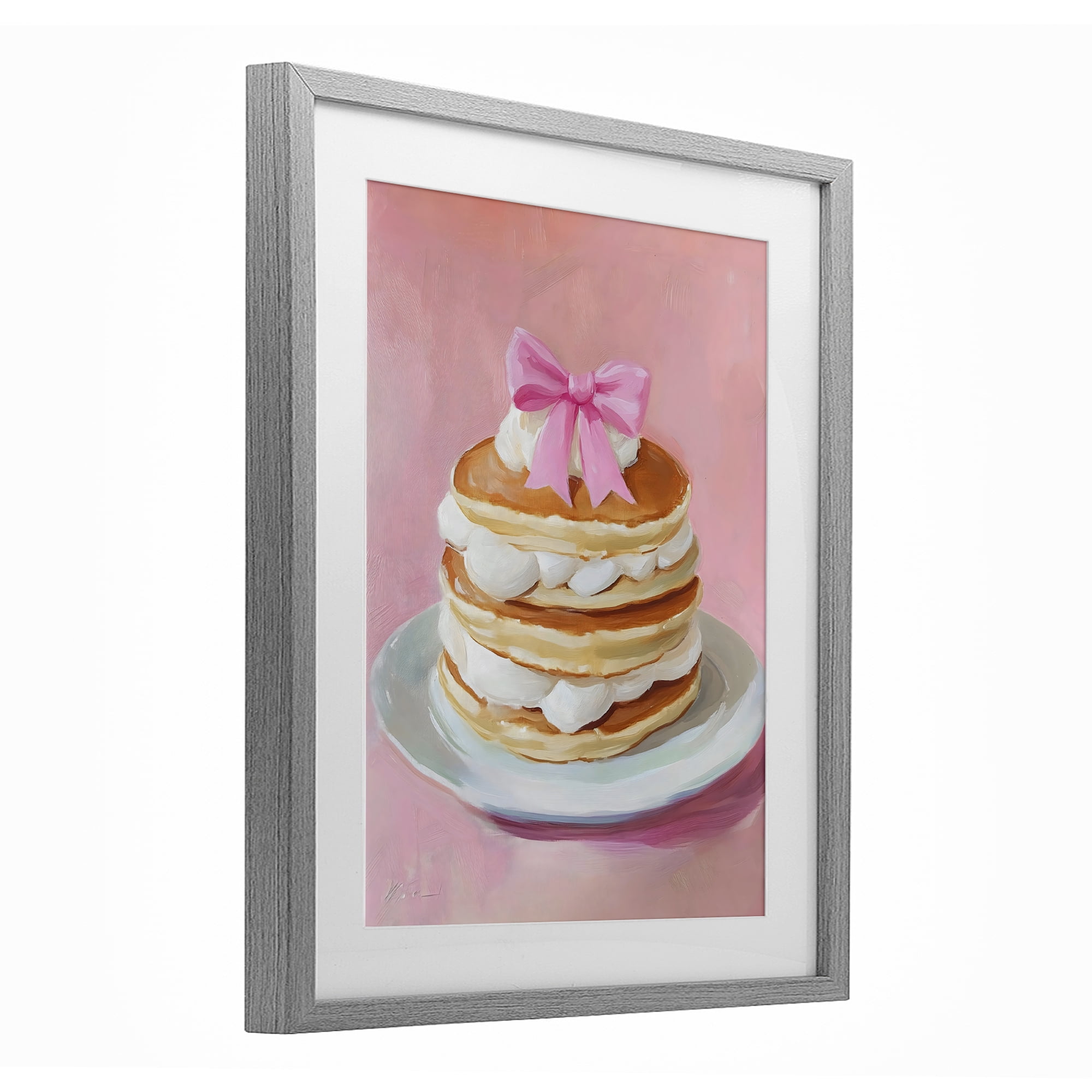 Stupell Industries Coquette Pancakes with Whipped Cream Gray Framed Print Under Glass, design by The Prints Vibe