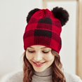 thumbnail image 3 of HESHENG Winter Wool Parent-Child Knitted Hat Lattice Mother Baby Christmas Warm Hat Plaid Beanie Ski Cap, Mom, 3 of 7