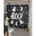 thumbnail image 5 of Halloween Black Shower Curtain Set ，Waterproof Fabric Shower Curtains White Ghosts Stars Full Moon Night Boo Shower Curtains for Bathroom,Bathroom Decor 72"x72", 5 of 6