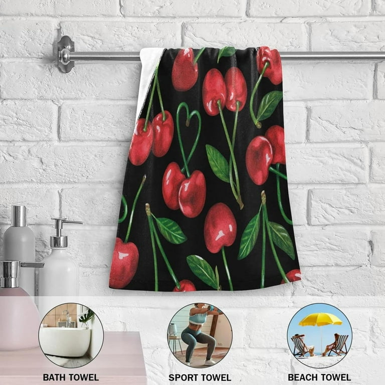 Printed Hooded Towel And Washcloth Set - Red Cherry Printed Hooded Towel And Washcloth Set - Red Cherry