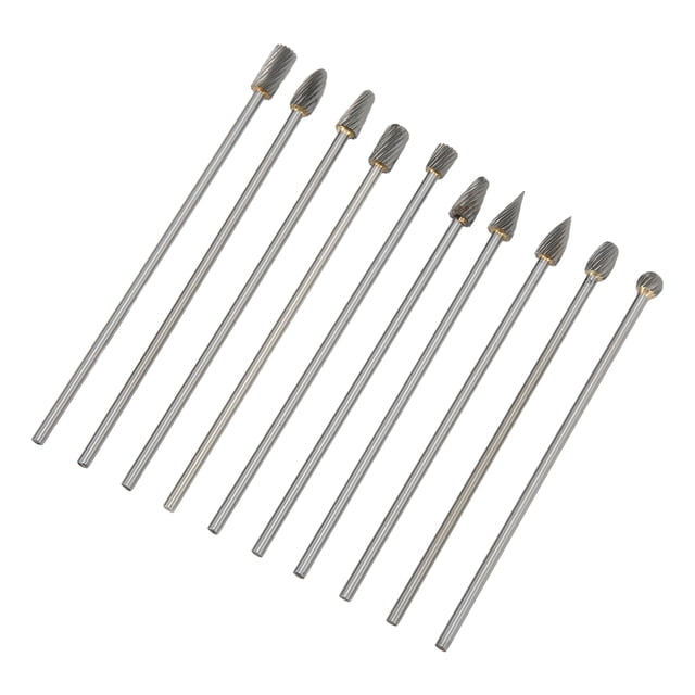 Juego de fresas rotativas de carburo, vástago de 3mm, limas de molienda multifunción para aviación, barco y automóvil, 10 Uds.