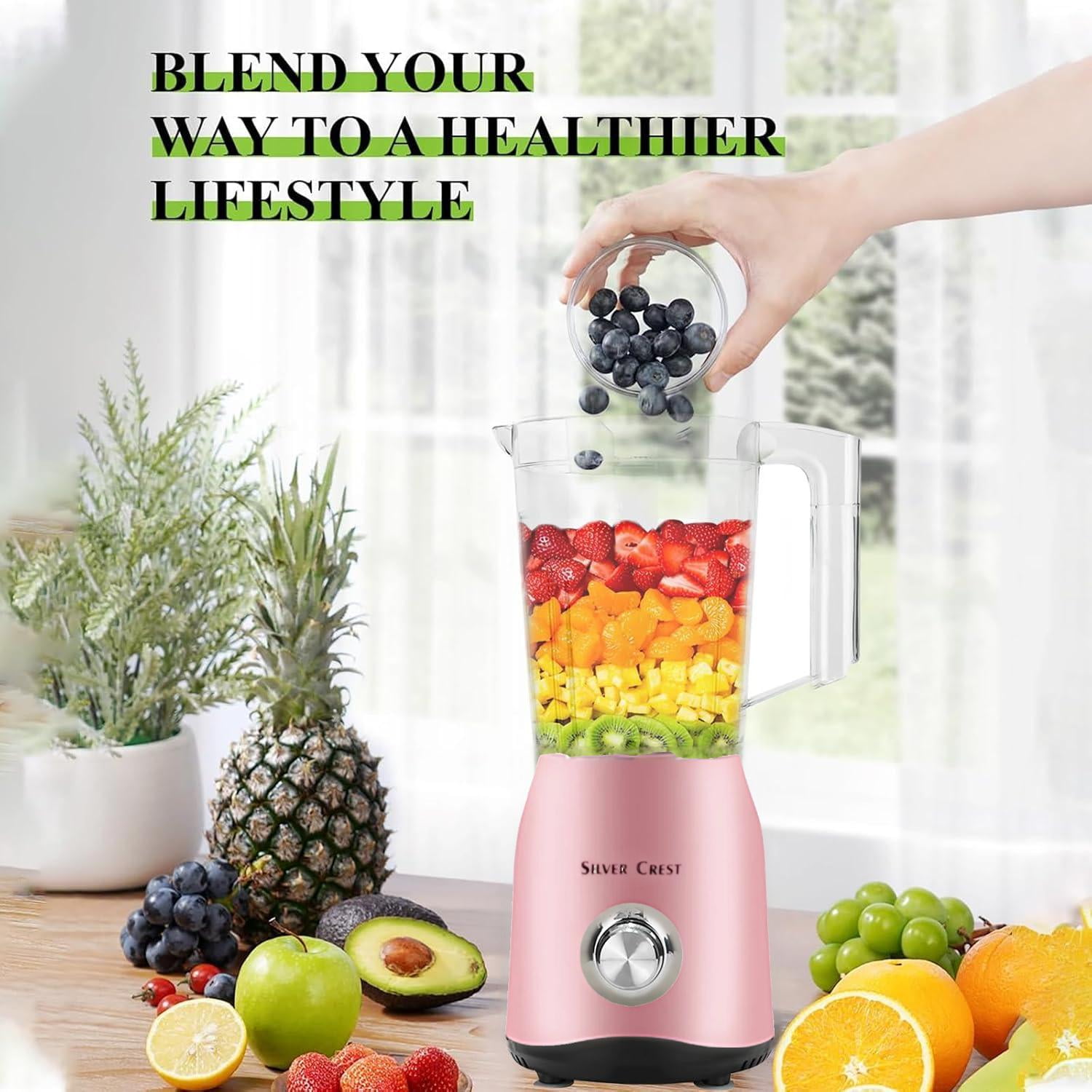 Taotanxi 1000W Smoothie Blender, Personal Blender for Shakes, Coffee Grinder Combo, 12-Piece Set, Non-BPA, Pink