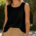 thumbnail image 5 of Cotton Linen Tank Tops for Women Lightweight Crew Neck Sleeveless Summer Shirts Gauze Loose Causal Athlete Camisole 2026 Black L, 5 of 5