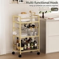 thumbnail image 4 of Homedawn Bar Cart with Wine Rack and Glass Holder, Gold & White Rolling Serving Cart for Kitchen Dining Room, 4 of 8