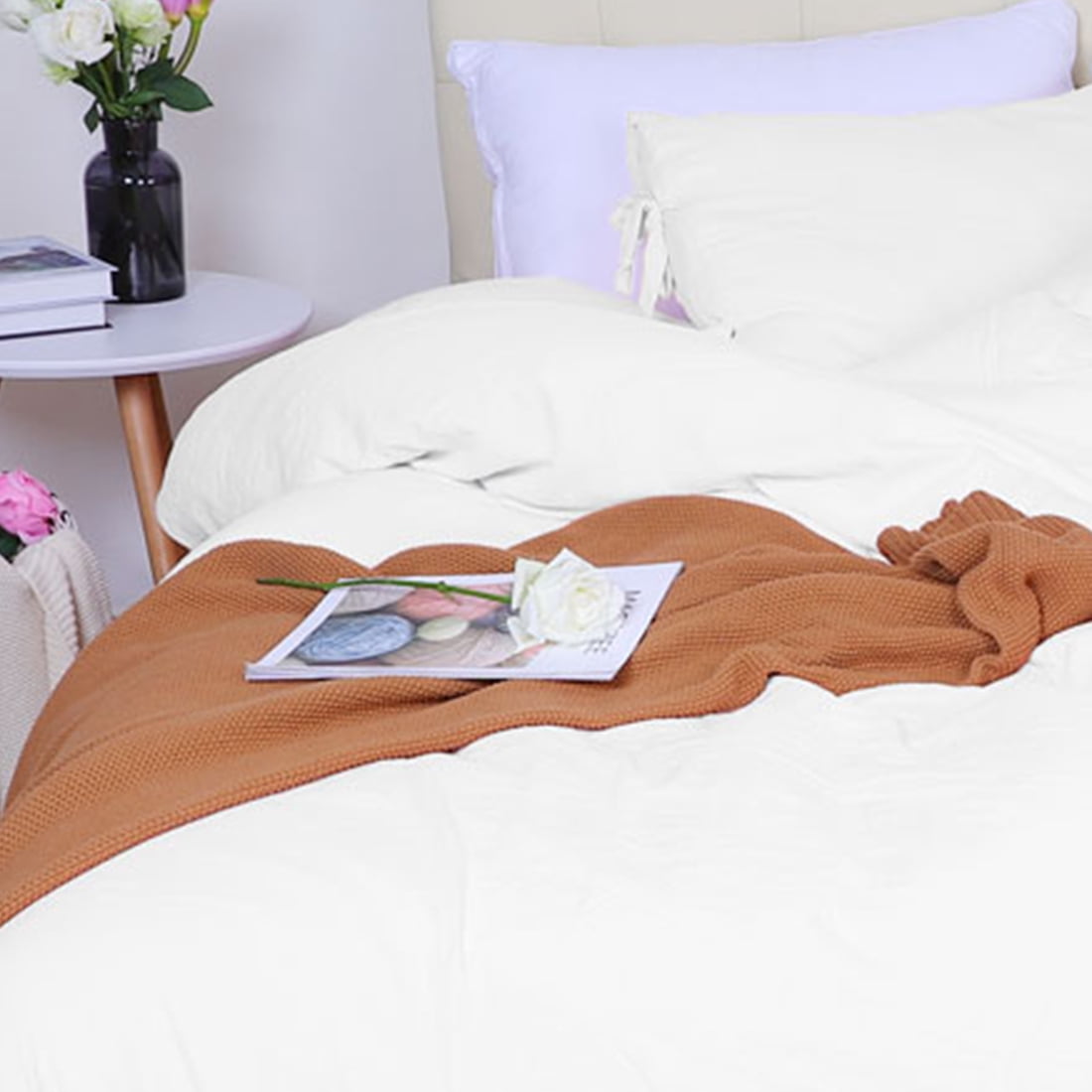 Unique Bargains Washed Cotton Bed Strap Duvet/Quilt Cover Sets White
