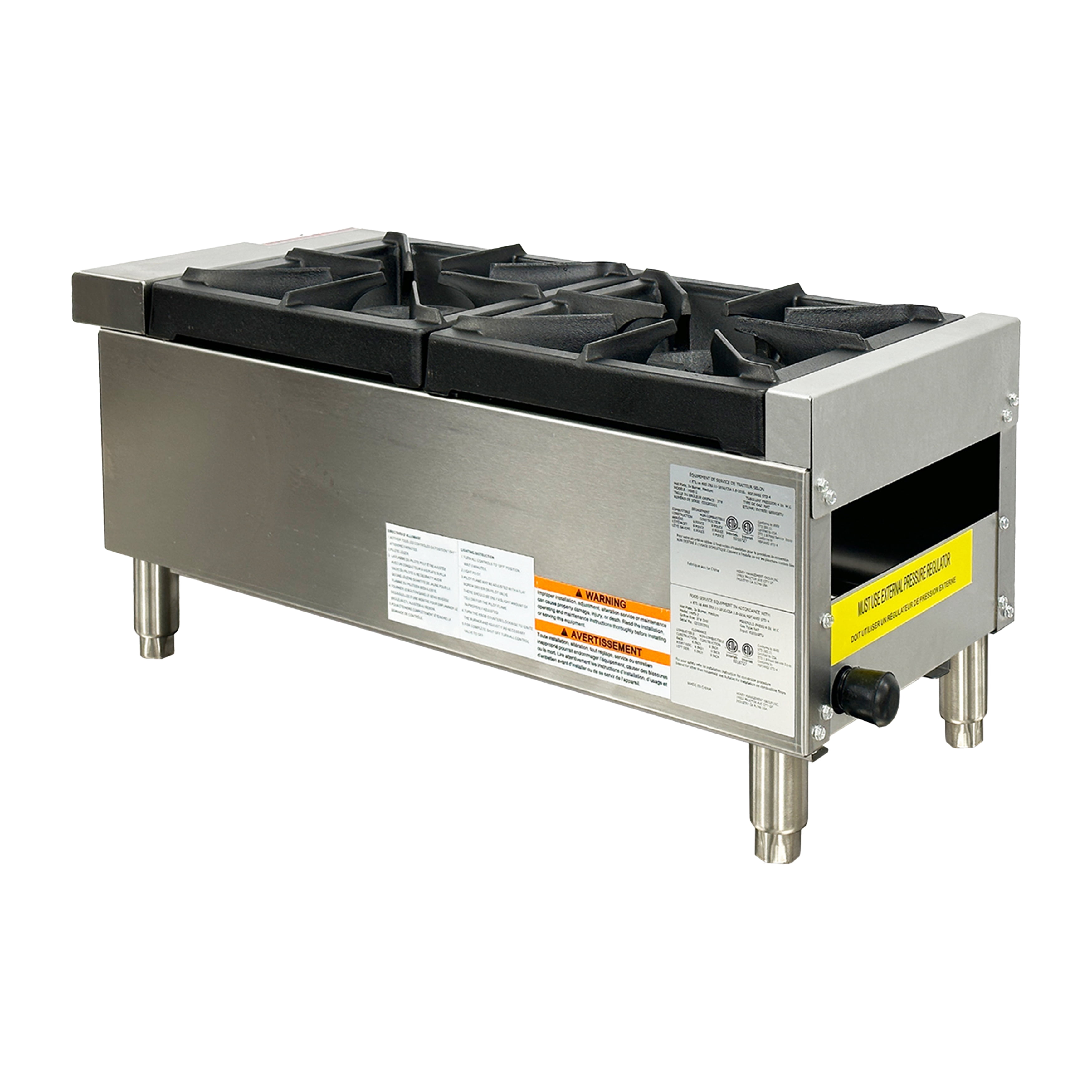 50,000 BTU Heavy Duty Two Burner Commercial Gas Hotplate Countertop Stove 12 in. 12''Wx29''Dx10.5''H