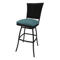 Indoor/Outdoor Extra Tall 35" Bar Stool Erin without Arms Brown Frame-Aqua Linen