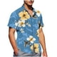 thumbnail image 2 of Blusa y camisa de manga corta con cuello vuelto para hombre, blusa informal de moda con cuello vuelto, blusa estampada de manga corta con botones, blusa de poliéster para hombre, 2 of 6