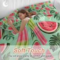 thumbnail image 4 of Queen 4 Piece Bedding Set Summer Watermelon Green Monstera Leaf Soft Breathable Duvet Cover and Pillowcase,Tropical Plant Watercolor Duvet Cover Set Bed Sheets for Bedroom Dormitory Guest Room, 4 of 9