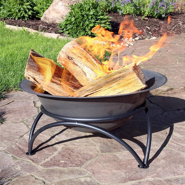 Sunnydaze Small Outdoor Fire Pit Bowl Sturdy Stand Wood Burning Cast Iron Fireplace For Patio And Camping Use Dark Gray 24 Inch Walmart Com Walmart Com