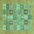 thumbnail image 1 of Ahgly Company Machine Washable Indoor Square Abstract Turquoise Blue Modern Area Rugs, 8' Square, 1 of 4