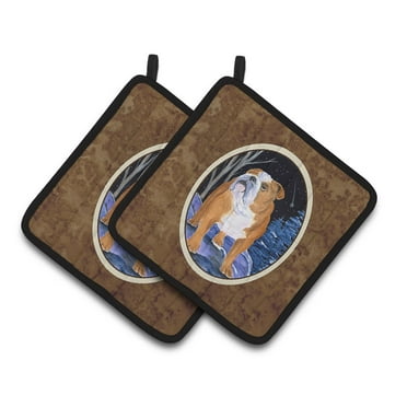 Carolines Treasures SS8405PTHD Starry Night English Bulldog Pair of Pot Holders, 7.5HX7.5W, multicolor