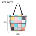 thumbnail image 5 of FORMRS Womens Canvas Tote Bag with Zipper Inner Pocket Shoulder Handbag, Colorful Checkered Pattern, 5 of 7