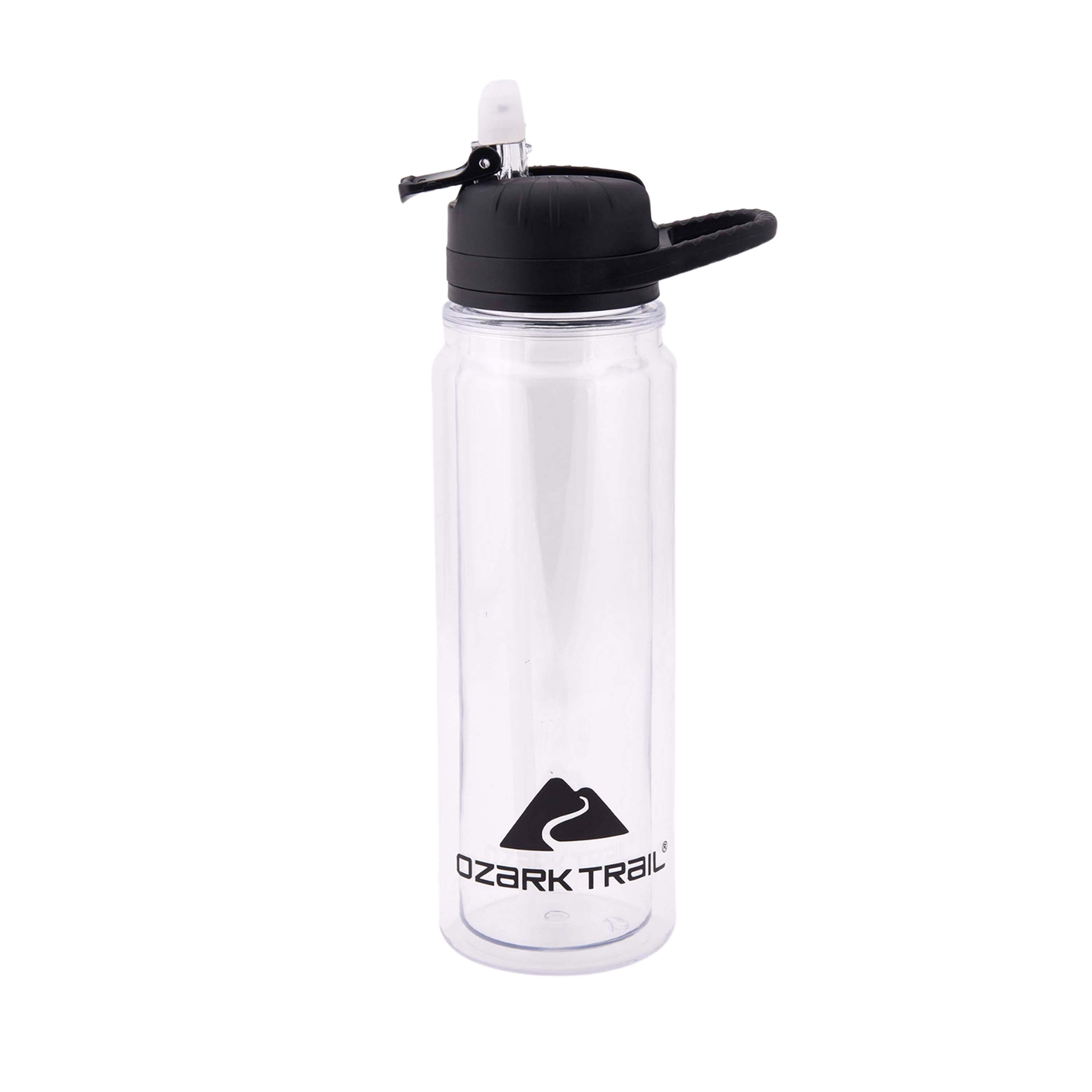 Ozark Trail 24ounce Double-Wall Tritan Water Bottle with Flip Straw Lid, Clear