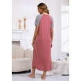 thumbnail image 3 of PinkBeautiM Nightgowns for Women V Neck Short Sleeve Night Dress Soft Full Length Sleepshirt with Pockets, 3 of 6