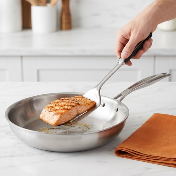 OFFIGAM Stainless Steel Slotted Turner with Ergonomic Handle for Easy Cooking and Food Flipping