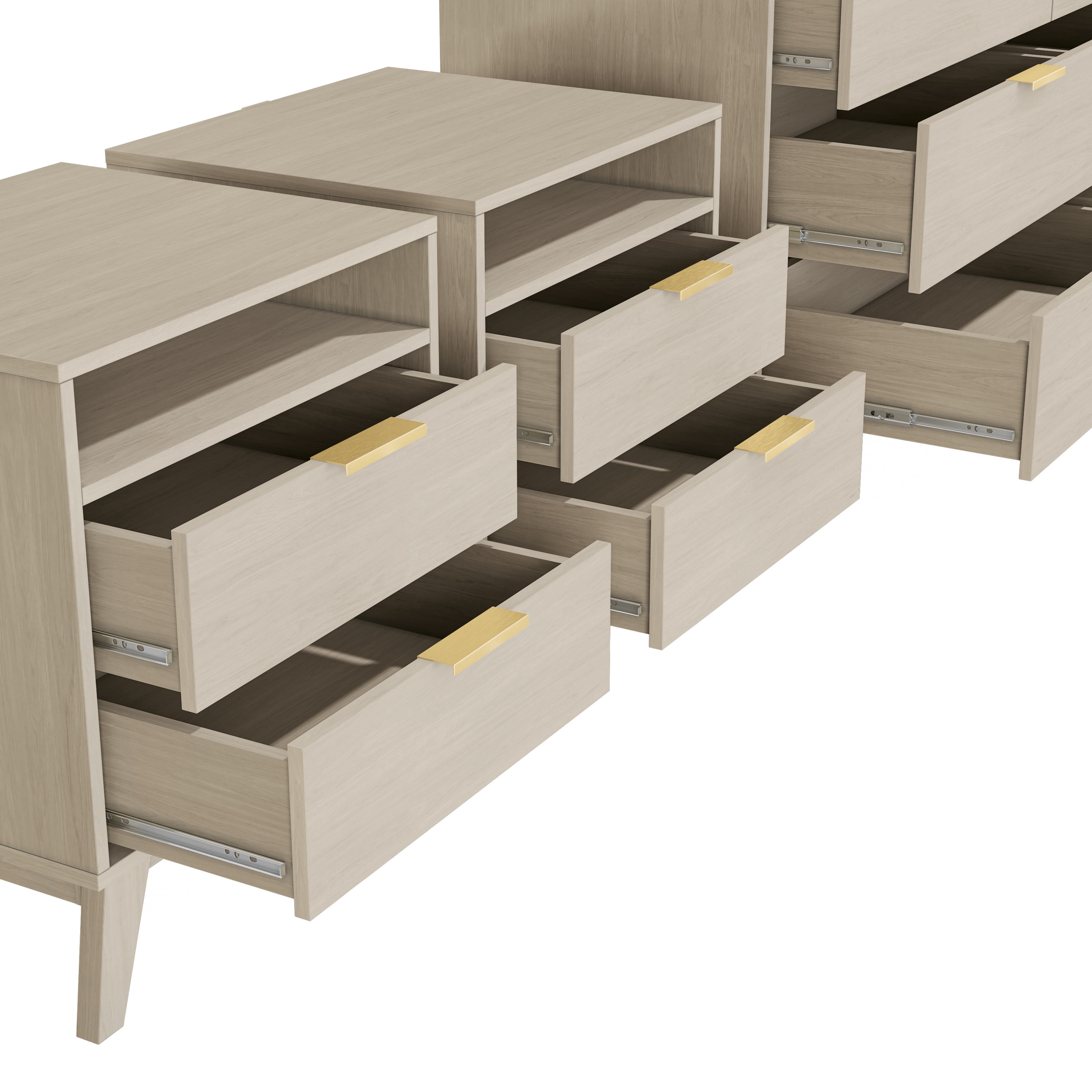 Kappesberg 3-Piece Bedroom Furniture Set with 6-Drawer Dresser and Two Nightstand, Blonde Oak – Modern Bedroom Storage Combo - for Adults and Teens