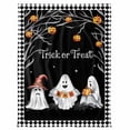 thumbnail image 7 of Halloween Ghost Flannel Blanket for Bed,Travel and Camping, Horror Boo Pumpkin Black Plaid Trick Or Treat Super Soft Cozy Blanket for All Seasons 32"x48:, 7 of 7