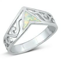 CHOOSE YOUR COLOR Filigree Swirl Vintage Crown Tiara Ring .925 Sterling Silver Band White CZ Female Size 9