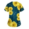 thumbnail image 3 of YDKZYMD Holiday Scrub Tops for Women Cute Sunflower Nurse Uniform Short Sleeve Scrub Shirt V Neck Graphic Scrub Tops with Pockets Dark Green 5XL, 3 of 3