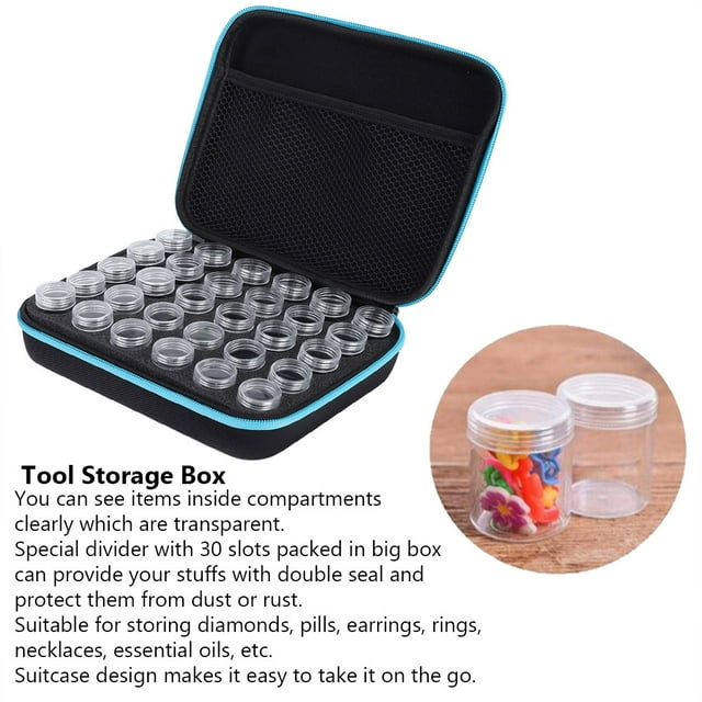 Caja de almacenamiento de pintura de diamante NikouMX 30 ranuras Color Negro Azul Púrpura Rojo Rojo Rosa Tamaño 22*17,5*7 cm