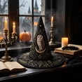 thumbnail image 5 of Halloween Quilted Witch Hat, 16.9x11.8in Embroidered Polyester Hat with Wide Brim, Soft and Comfortable, Party and Themed Cosplay Costume Accessory, 5 of 5