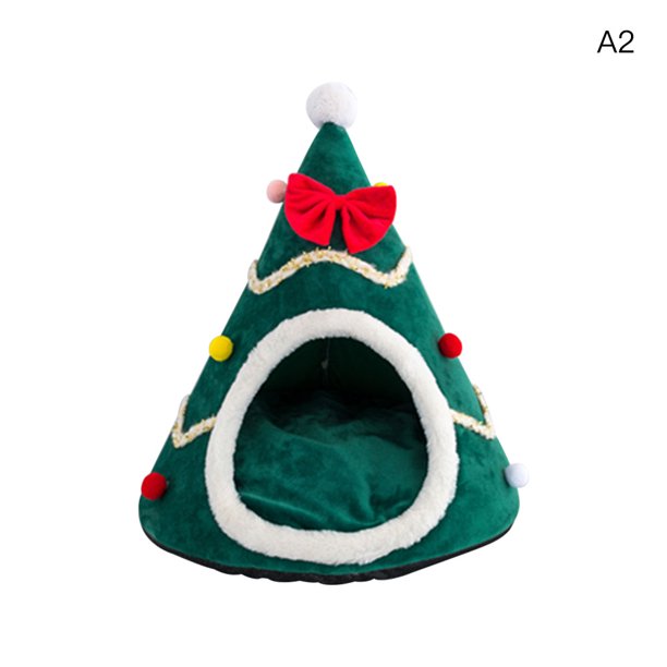 Christmas Tree Shape Pet Dog Cat Cave House Sleeping Bed Half Closed Christmas Warm Soft Winter Cats Dog Cage Bed Xmas Gift Walmart Com Walmart Com