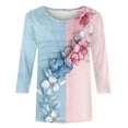 thumbnail image 6 of Women's 3/4 Length Sleeve Tops Dressy Casual Blouses Crewneck T-Shirts Loose Curved Hem Tunic S-3XL, 6 of 6